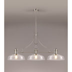 NLK04819 Louis Linear Pendant With 38cm Flat Round Shade Polished Nickel/Clear Glass
