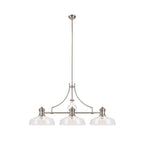NLK04819 Louis Linear Pendant With 38cm Flat Round Shade Polished Nickel/Clear Glass
