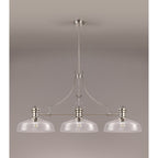 NLK04819 Louis Linear Pendant With 38cm Flat Round Shade Polished Nickel/Clear Glass