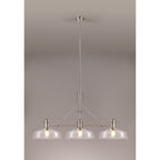 NLK04819 Louis Linear Pendant With 38cm Flat Round Shade Polished Nickel/Clear Glass