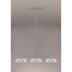 NLK04819 Louis Linear Pendant With 38cm Flat Round Shade Polished Nickel/Clear Glass