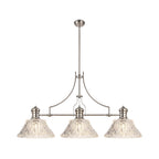 NLK04829 Louis Linear Pendant With 38cm Patterned Round Shade Polished Nickel/Clear Glass
