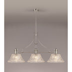 NLK04829 Louis Linear Pendant With 38cm Patterned Round Shade Polished Nickel/Clear Glass