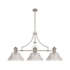 NLK04829 Louis Linear Pendant With 38cm Patterned Round Shade Polished Nickel/Clear Glass