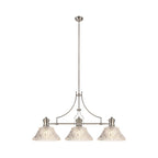 NLK04829 Louis Linear Pendant With 38cm Patterned Round Shade Polished Nickel/Clear Glass