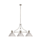 NLK04829 Louis Linear Pendant With 38cm Patterned Round Shade Polished Nickel/Clear Glass