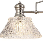 NLK04829 Louis Linear Pendant With 38cm Patterned Round Shade Polished Nickel/Clear Glass