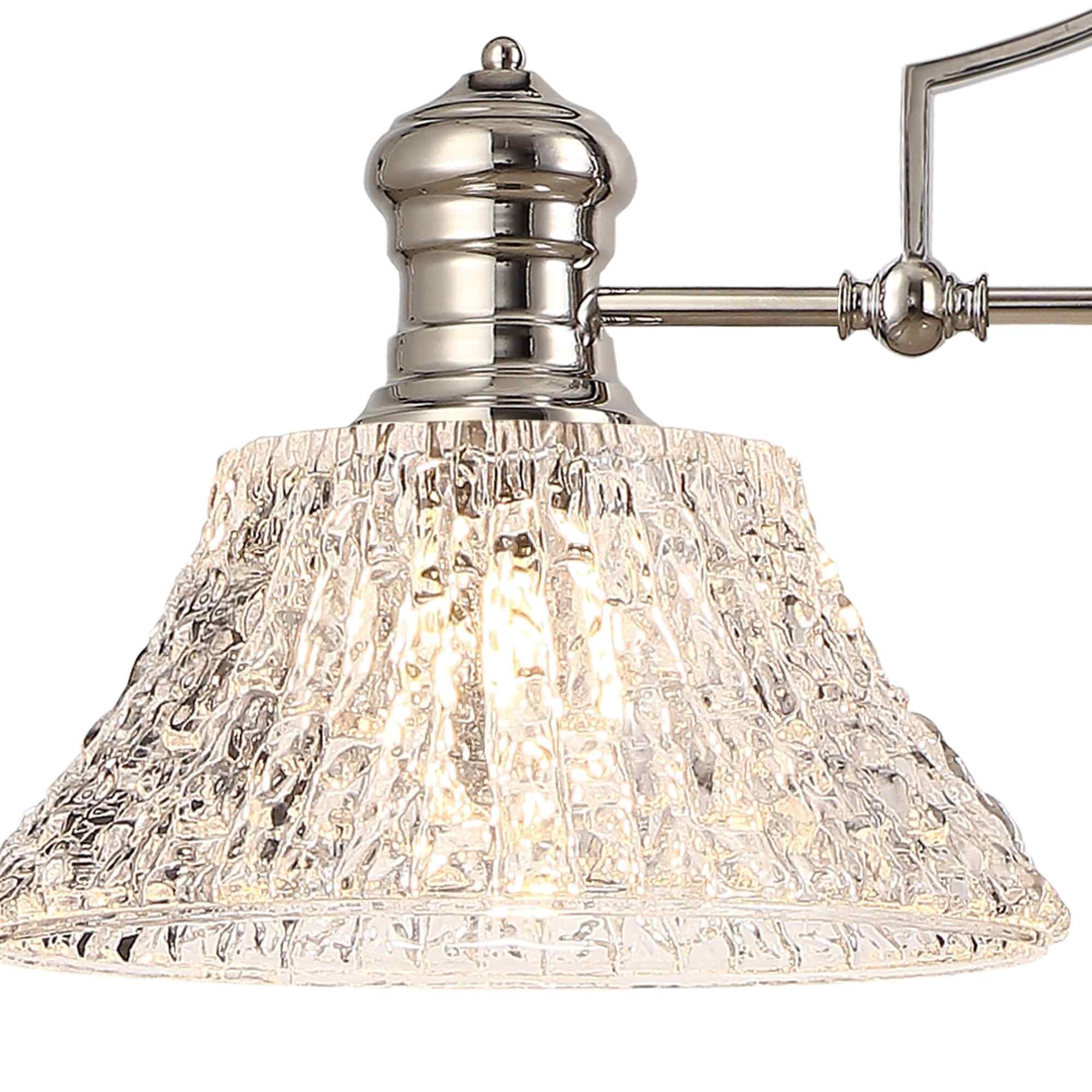NLK04829 Louis Linear Pendant With 38cm Patterned Round Shade Polished Nickel/Clear Glass