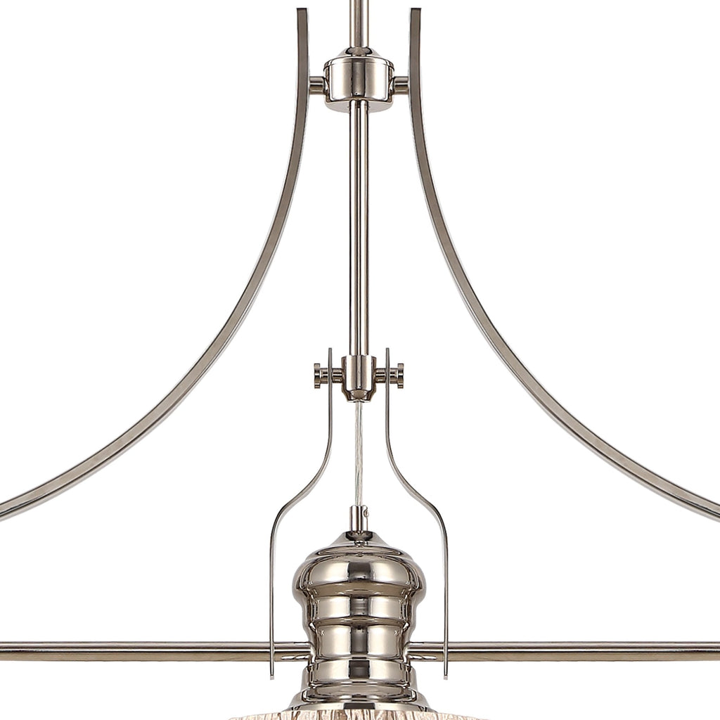 NLK04829 Louis Linear Pendant With 38cm Patterned Round Shade Polished Nickel/Clear Glass