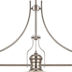 NLK04829 Louis Linear Pendant With 38cm Patterned Round Shade Polished Nickel/Clear Glass