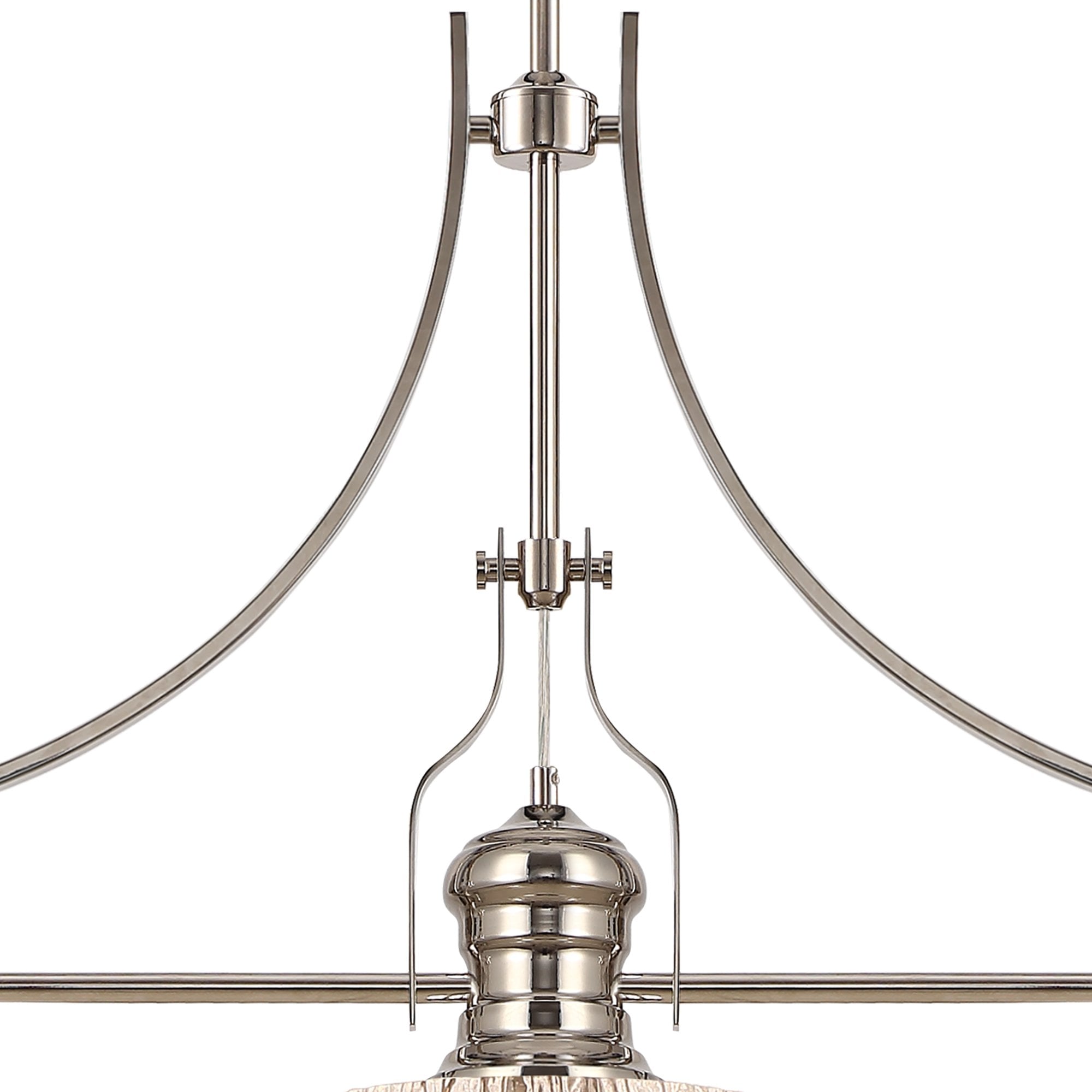 NLK04829 Louis Linear Pendant With 38cm Patterned Round Shade Polished Nickel/Clear Glass