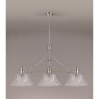 NLK04829 Louis Linear Pendant With 38cm Patterned Round Shade Polished Nickel/Clear Glass