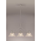 NLK04829 Louis Linear Pendant With 38cm Patterned Round Shade Polished Nickel/Clear Glass