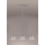 NLK04829 Louis Linear Pendant With 38cm Patterned Round Shade Polished Nickel/Clear Glass