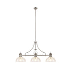 NLK04839 Louis Linear Pendant With 30cm Flat Round Patterned Shade Polished Nickel/Clear Glass