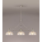 NLK04839 Louis Linear Pendant With 30cm Flat Round Patterned Shade Polished Nickel/Clear Glass
