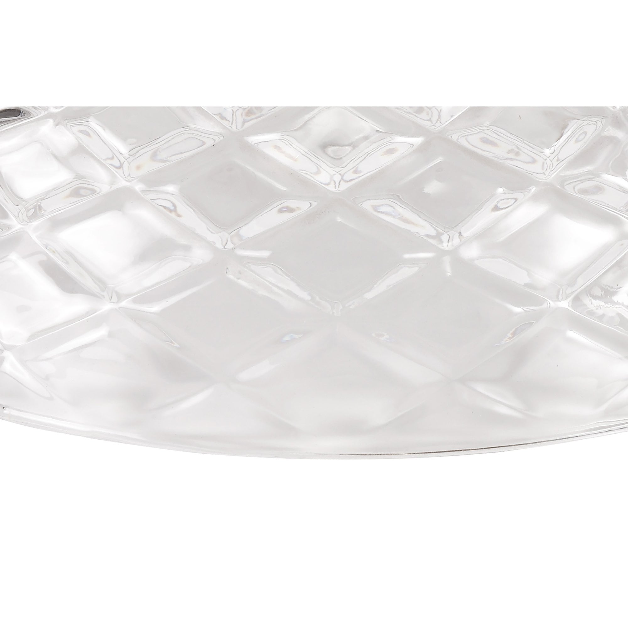 NLK04839 Louis Linear Pendant With 30cm Flat Round Patterned Shade Polished Nickel/Clear Glass