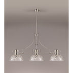 NLK04839 Louis Linear Pendant With 30cm Flat Round Patterned Shade Polished Nickel/Clear Glass