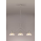 NLK04839 Louis Linear Pendant With 30cm Flat Round Patterned Shade Polished Nickel/Clear Glass