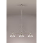 NLK04839 Louis Linear Pendant With 30cm Flat Round Patterned Shade Polished Nickel/Clear Glass
