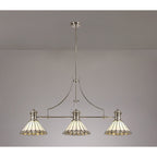 NLK04849 Louis/Umbrian 3 Light Telescopic Pendant With 30cm Tiffany Shade Polished Nickel/Grey/CRome/Crystal