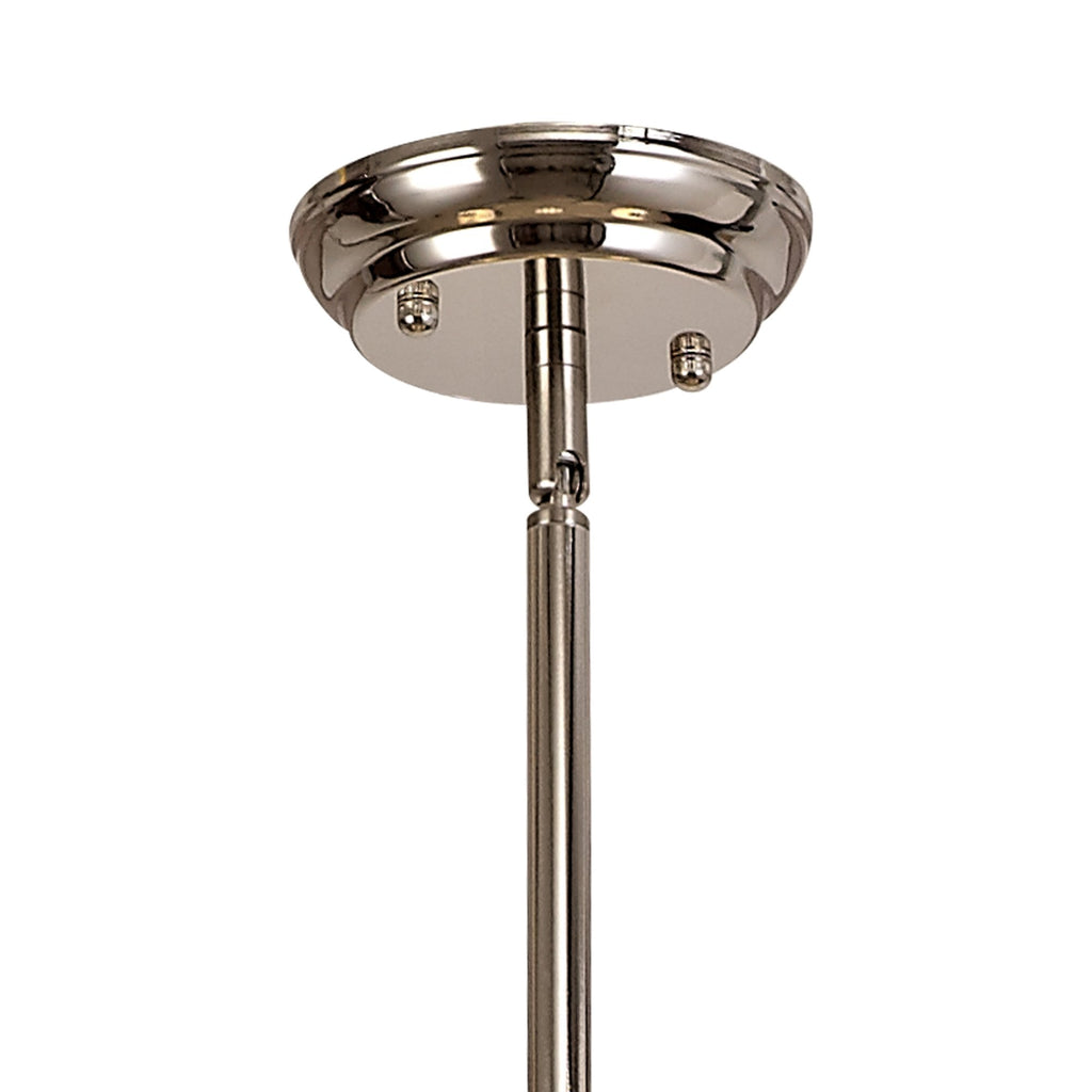 NLK04849 Louis/Umbrian 3 Light Telescopic Pendant With 30cm Tiffany Shade Polished Nickel/Grey/CRome/Crystal