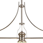 NLK04849 Louis/Umbrian 3 Light Telescopic Pendant With 30cm Tiffany Shade Polished Nickel/Grey/CRome/Crystal