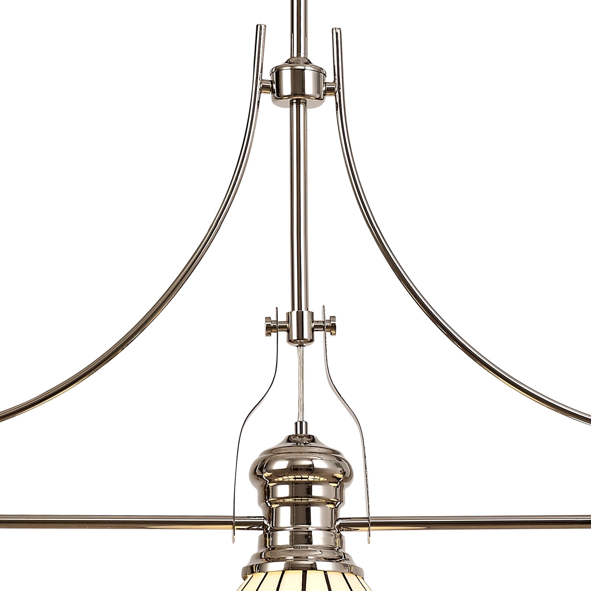 NLK04849 Louis/Umbrian 3 Light Telescopic Pendant With 30cm Tiffany Shade Polished Nickel/Grey/CRome/Crystal