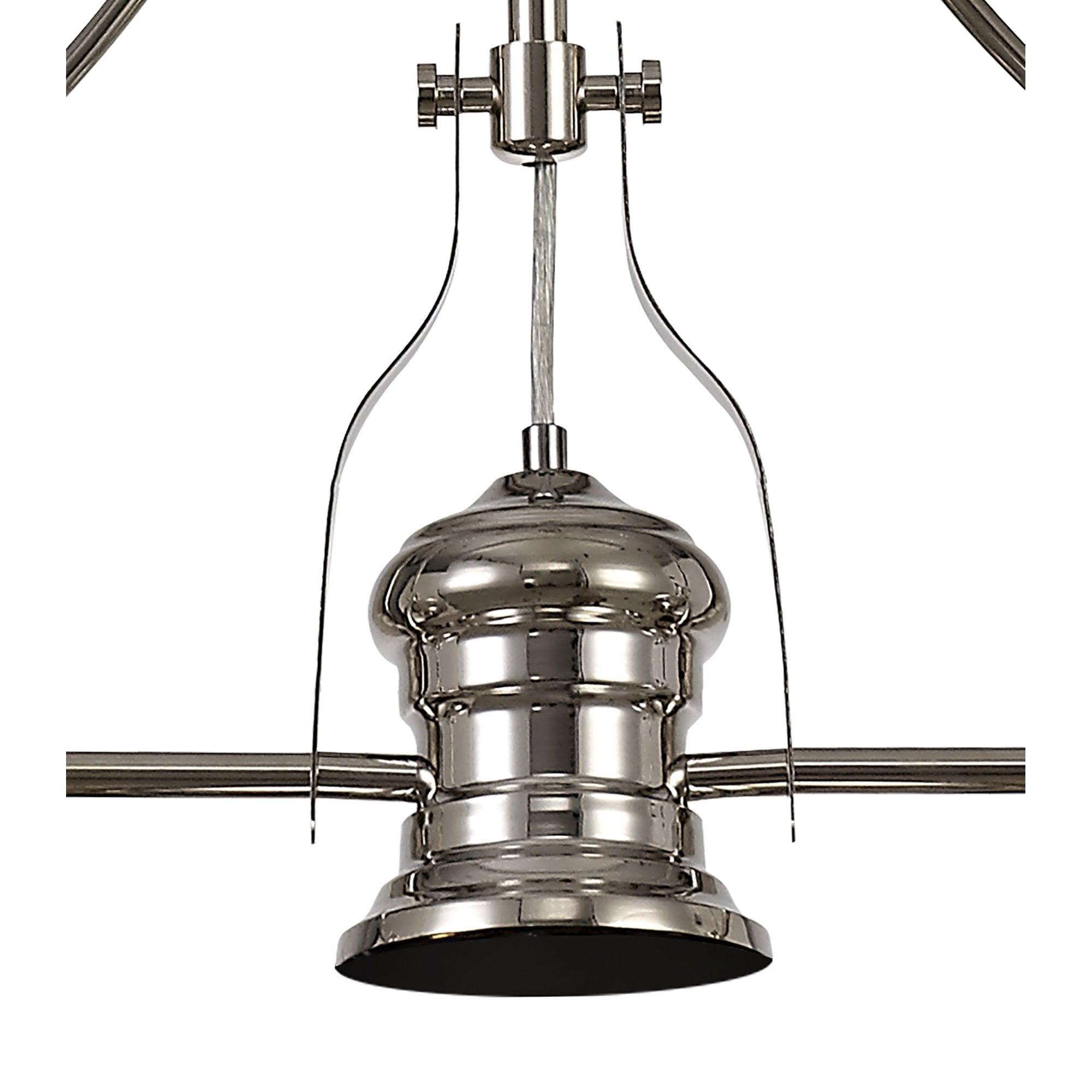 NLK04849 Louis/Umbrian 3 Light Telescopic Pendant With 30cm Tiffany Shade Polished Nickel/Grey/CRome/Crystal