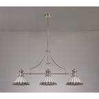NLK04849 Louis/Umbrian 3 Light Telescopic Pendant With 30cm Tiffany Shade Polished Nickel/Grey/CRome/Crystal