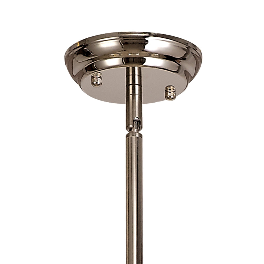 NLK04889 Louis/Ossie 3 Light Telescopic Pendant With 30cm Tiffany Shade Polished Nickel/Blue/Clear Crystal