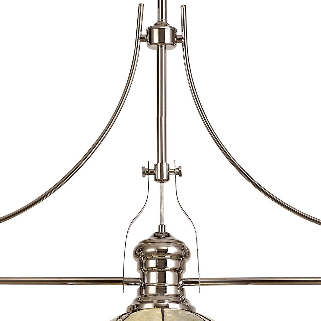 NLK04889 Louis/Ossie 3 Light Telescopic Pendant With 30cm Tiffany Shade Polished Nickel/Blue/Clear Crystal