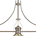 NLK04889 Louis/Ossie 3 Light Telescopic Pendant With 30cm Tiffany Shade Polished Nickel/Blue/Clear Crystal