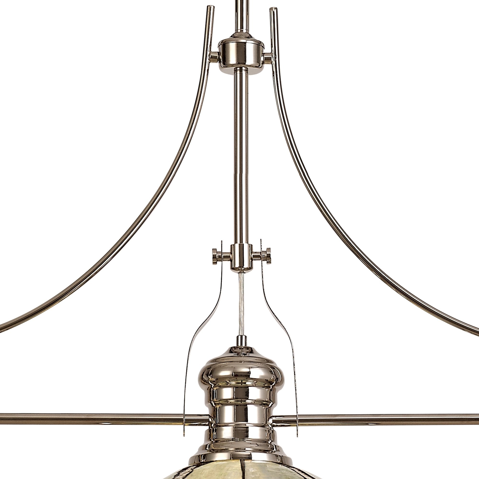 NLK04889 Louis/Ossie 3 Light Telescopic Pendant With 30cm Tiffany Shade Polished Nickel/Blue/Clear Crystal