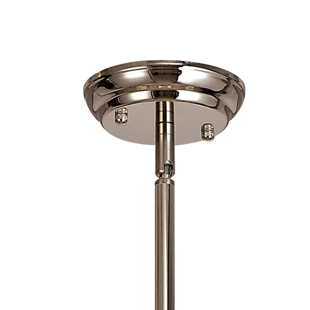 NLK04899 Louis/Chrisy 3 Light Telescopic Pendant With 30cm Tiffany Shade Polished Nickel/Beige/Clear Crystal