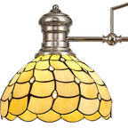 NLK04899 Louis/Chrisy 3 Light Telescopic Pendant With 30cm Tiffany Shade Polished Nickel/Beige/Clear Crystal