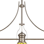 NLK04899 Louis/Chrisy 3 Light Telescopic Pendant With 30cm Tiffany Shade Polished Nickel/Beige/Clear Crystal