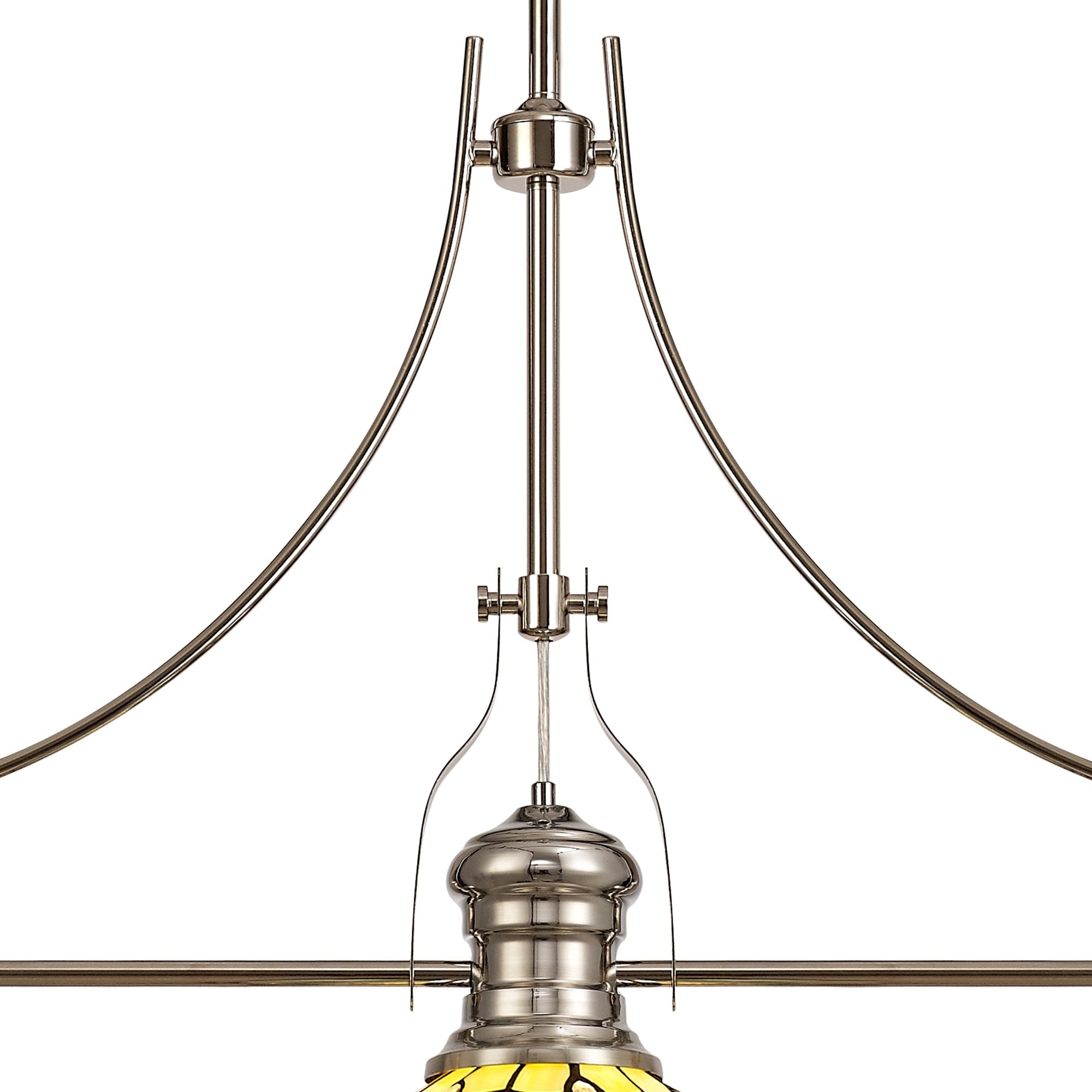 NLK04899 Louis/Chrisy 3 Light Telescopic Pendant With 30cm Tiffany Shade Polished Nickel/Beige/Clear Crystal