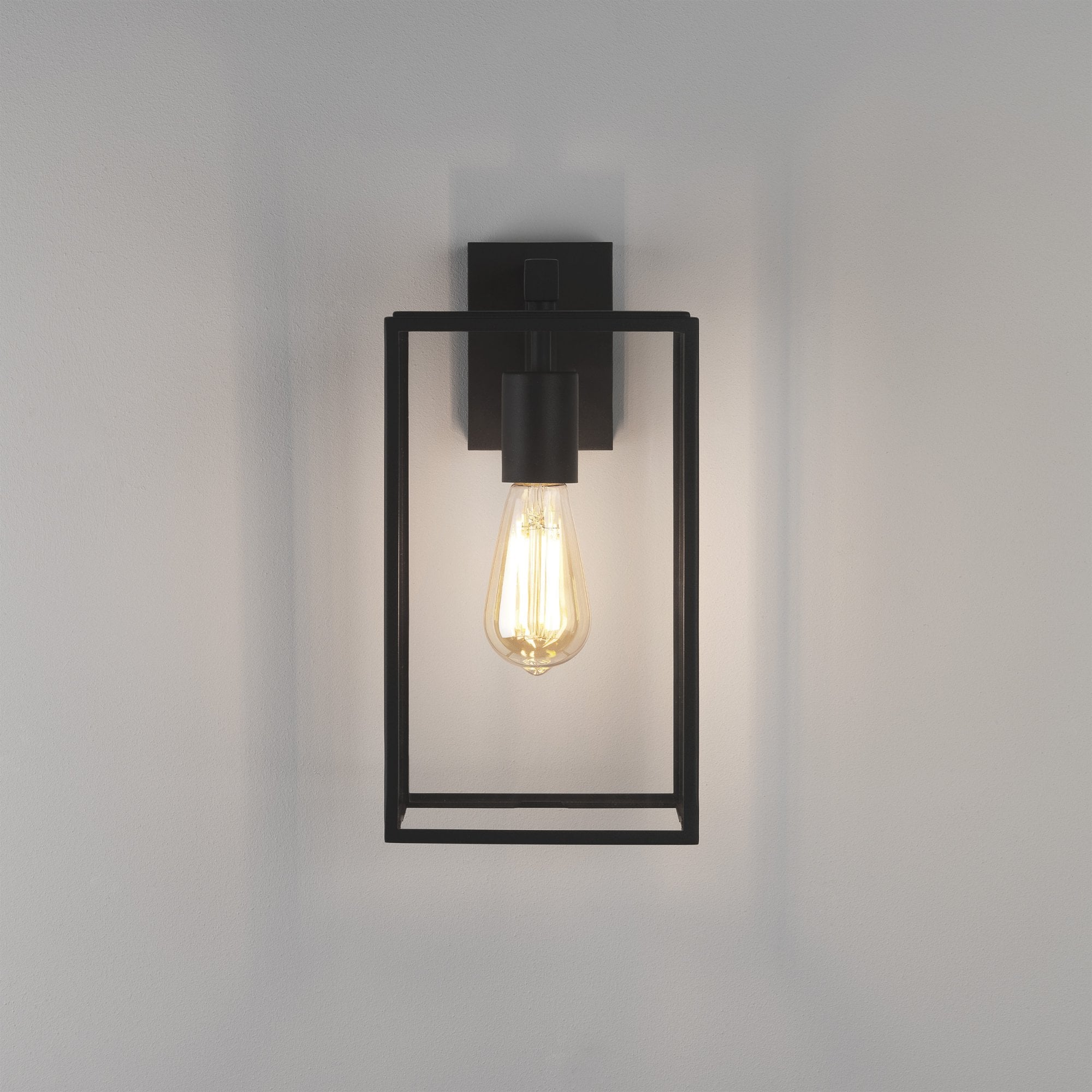 1354004 Box Lantern 350 Outdoor Wall Light Textured Black