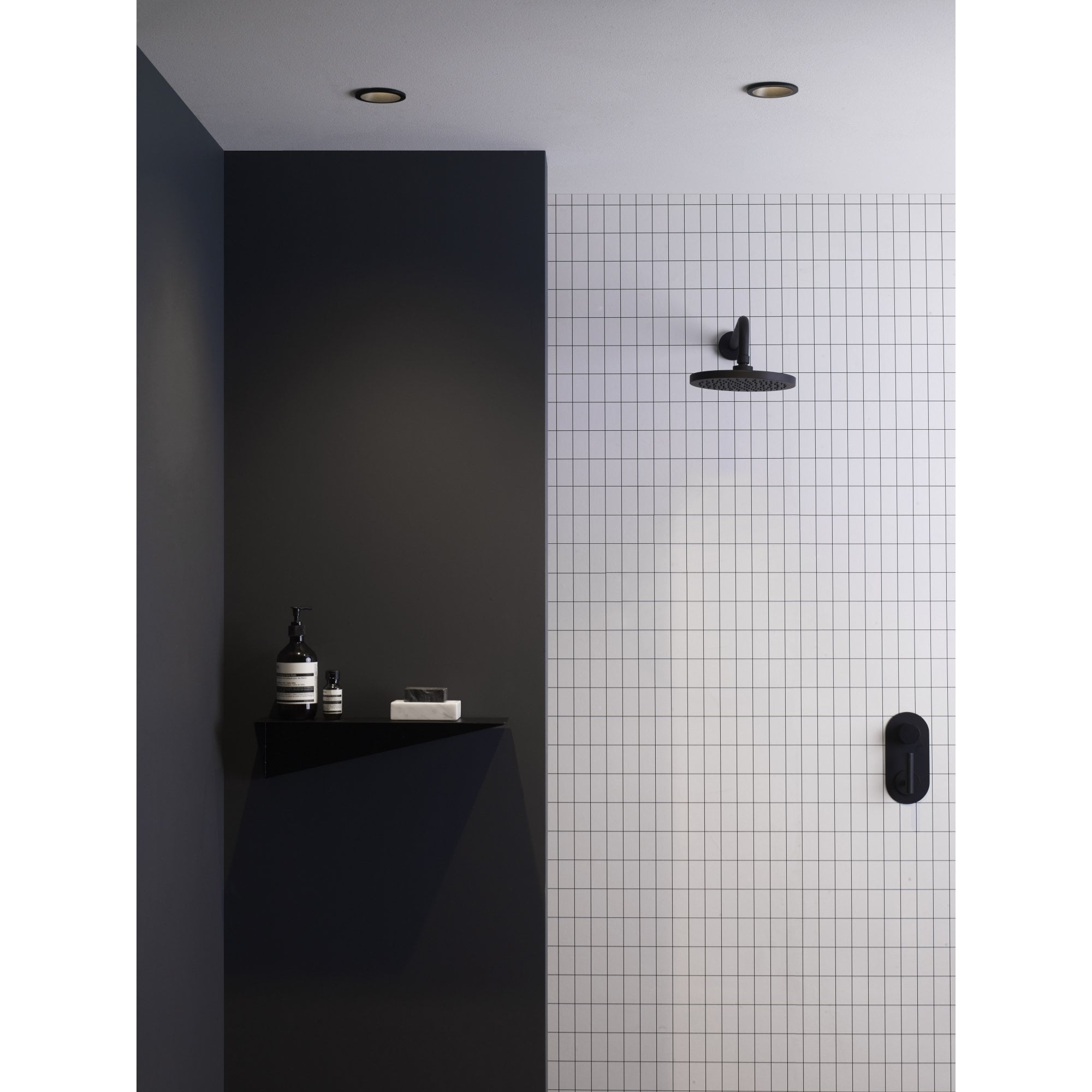 1249017 Minima Round Fixed IP65 Bathroom Downlight/Recessed Spot Light Matt Black