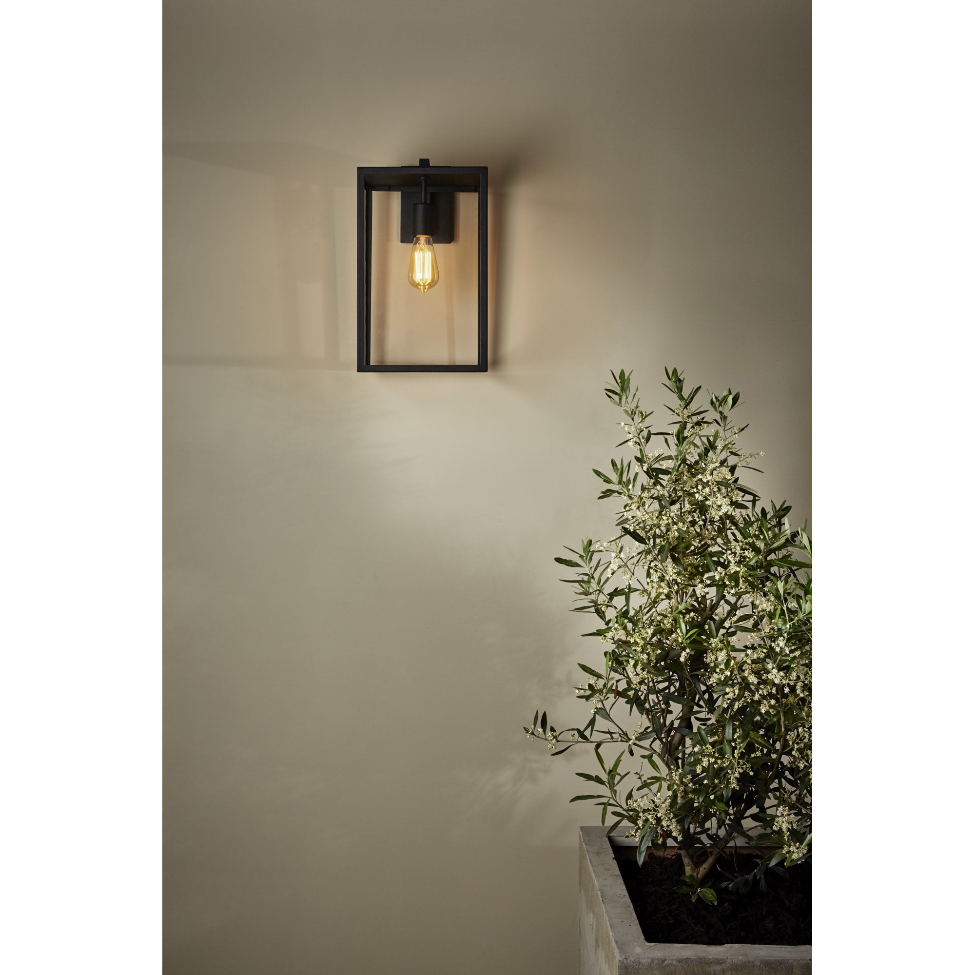1354007 Box Lantern 450 Outdoor Wall Light Textured Black