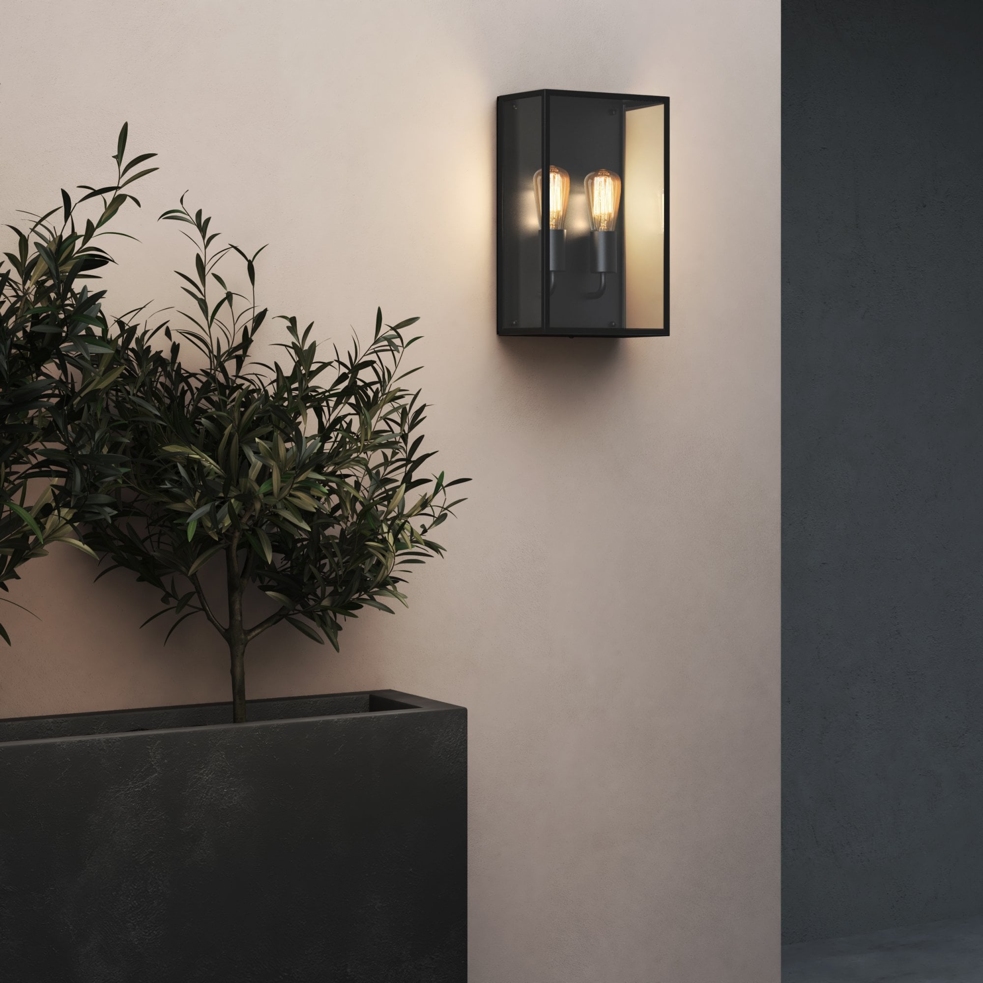 1183027 Messina Twin Outdoor Wall Light Textured Black