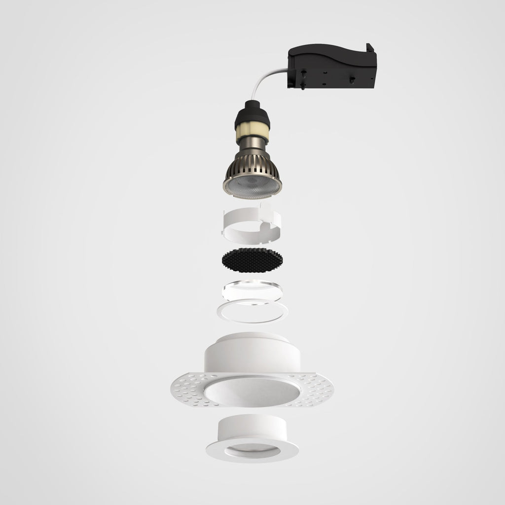 1248017 Astro Trimless Slimline Round Fixed Fire-Rated IP65 Bathroom Downlight Matt White — Pack of 12- £40.64 each
