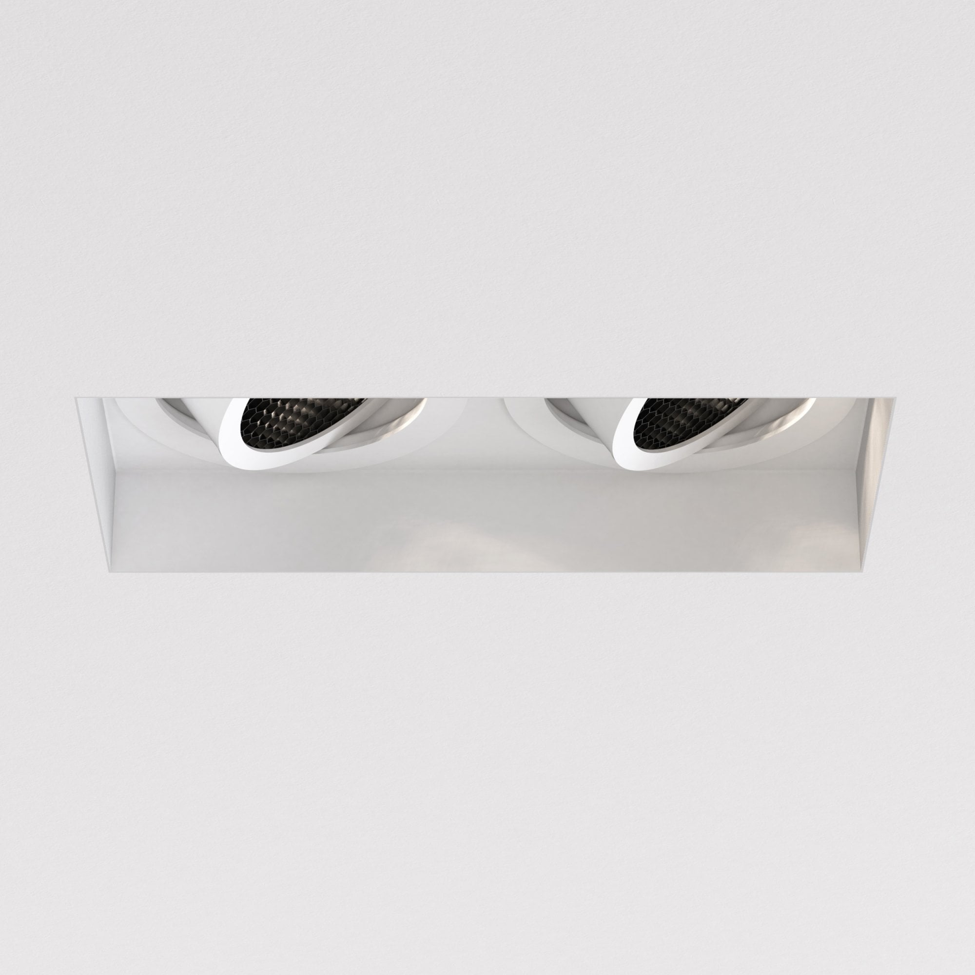 1248022 Trimless Square Twin Adjustable Downlight/Recessed Spot Light Matt White