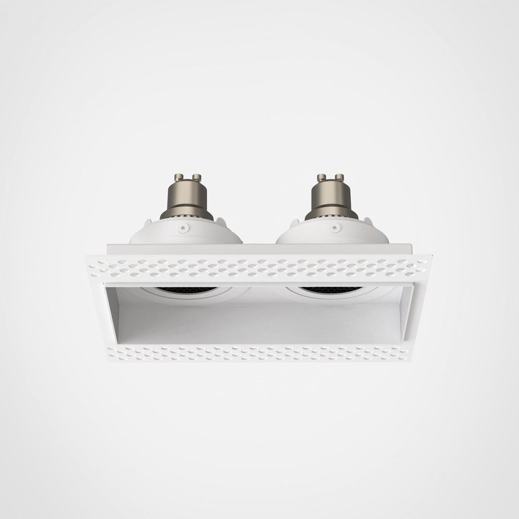 1248022 Trimless Square Twin Adjustable Downlight/Recessed Spot Light Matt White