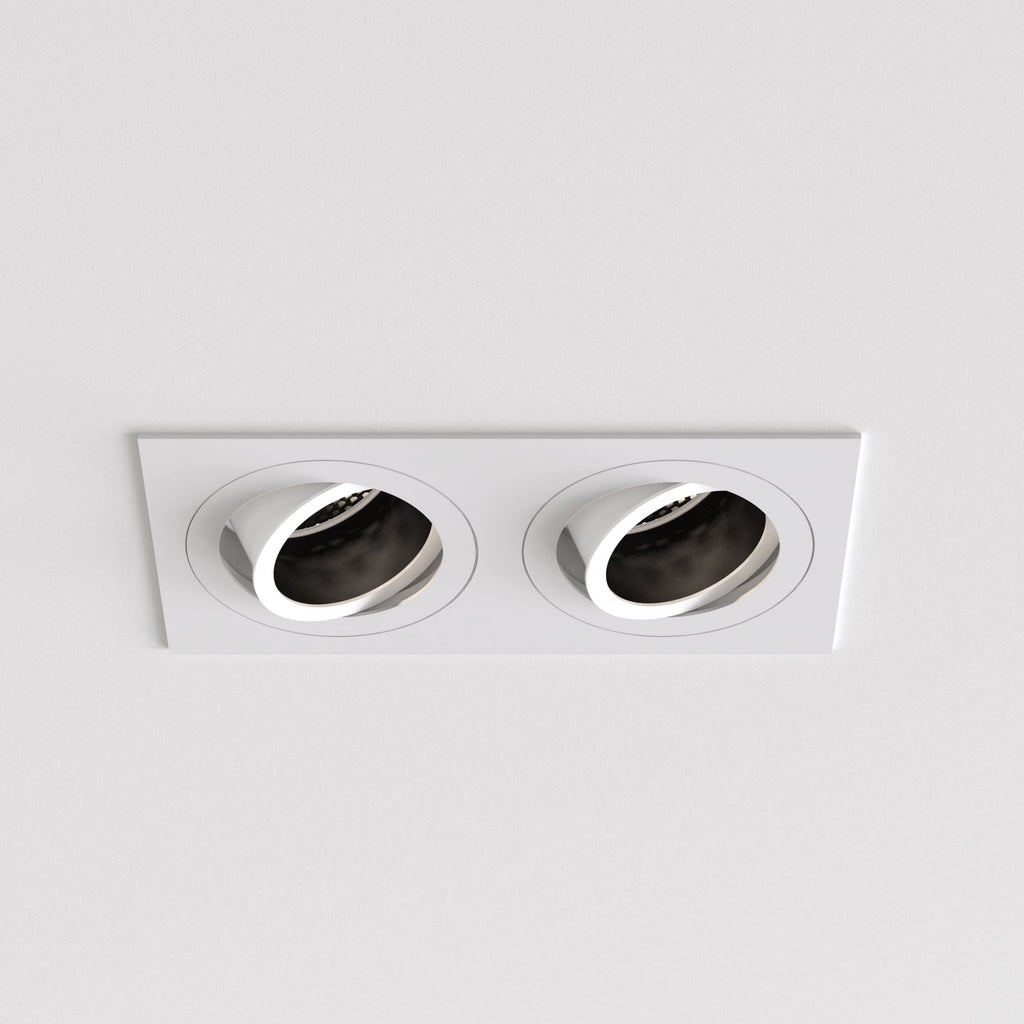 1434005 Pinhole Square Twin Adjustable Downlight/Recessed Spot Light Matt White