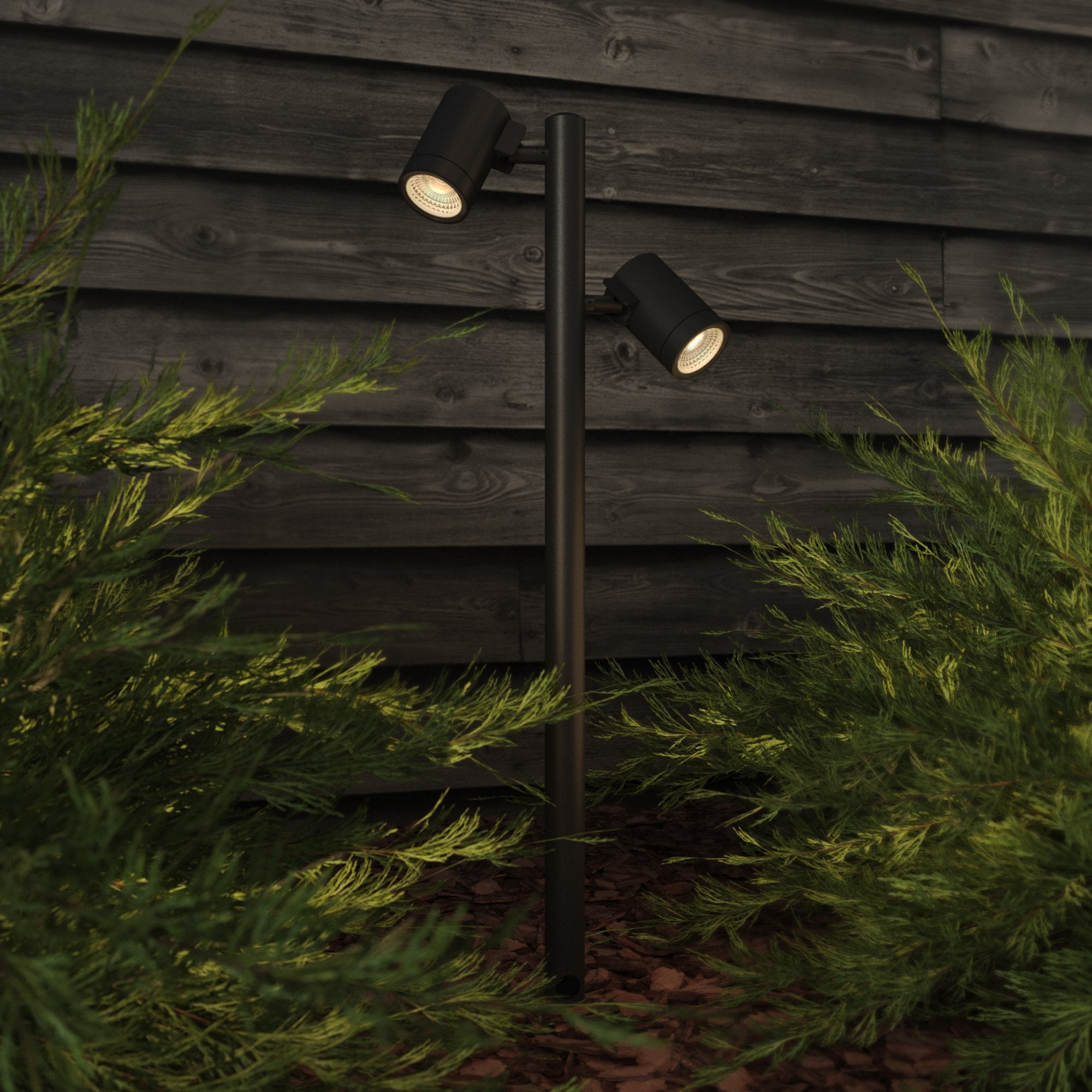 1401024 Bayville Spike Spot 900 Twin LED Outdoor Spotlight Textured Black