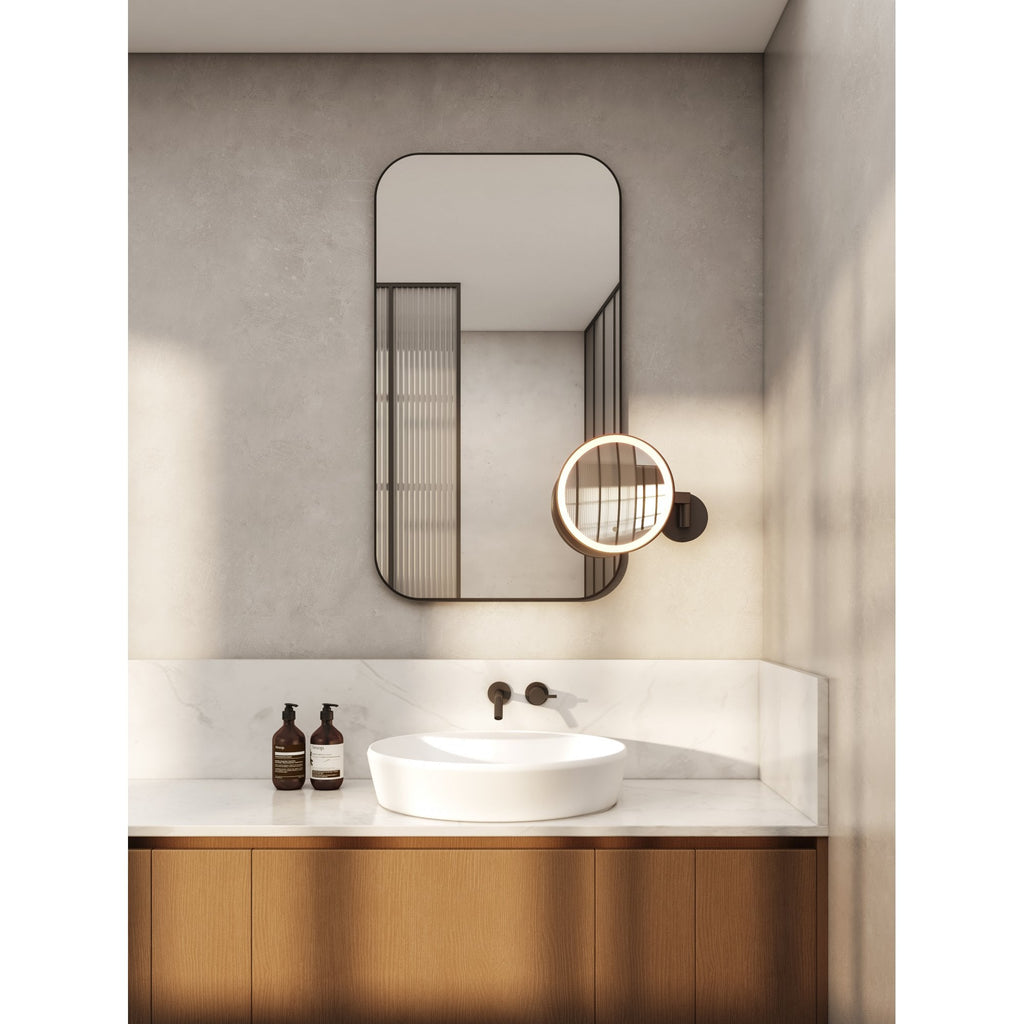 1447001 Nagoya Bathroom Magnifying Mirror Matt Black