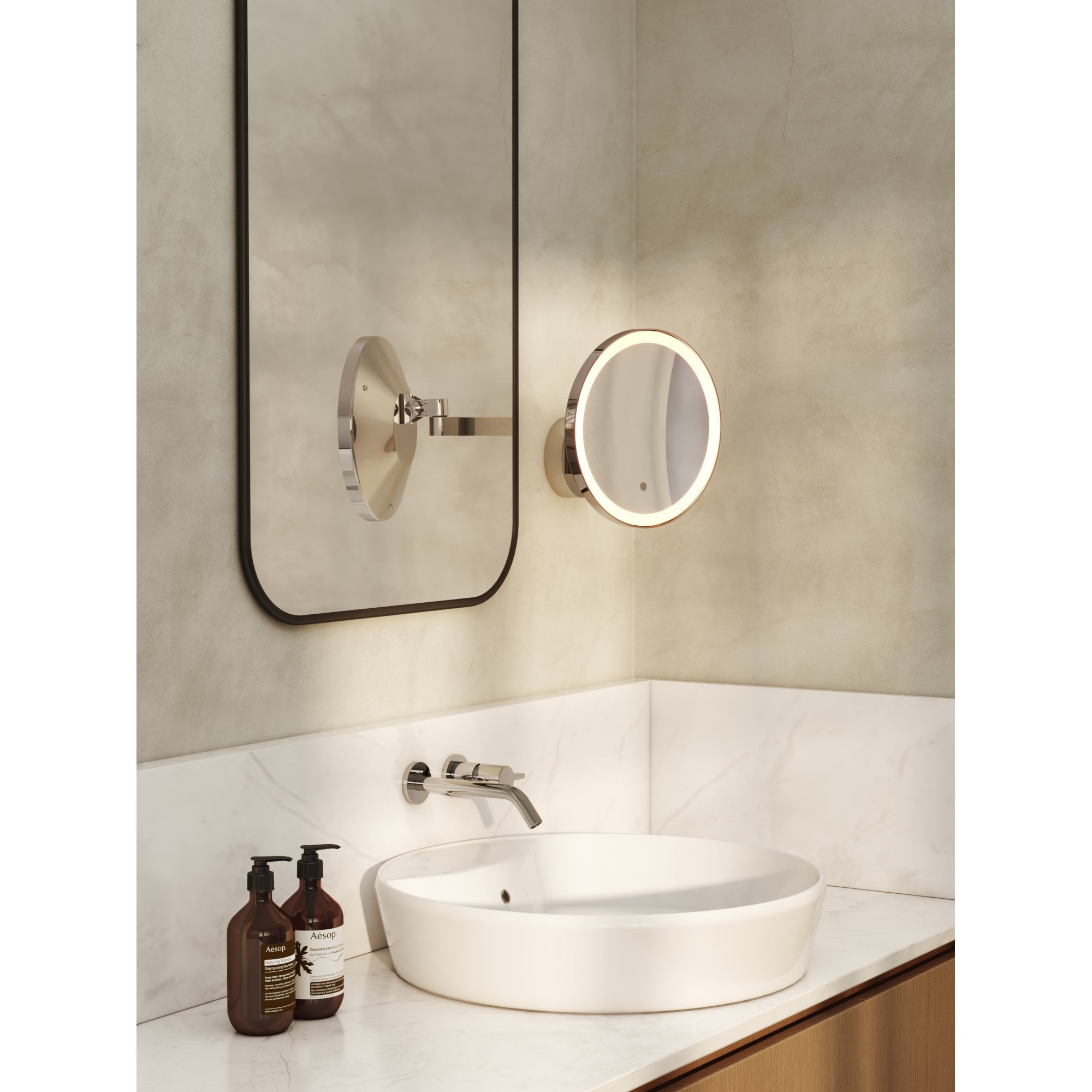 1447002 Nagoya Bathroom Magnifying Mirror Polished Chrome