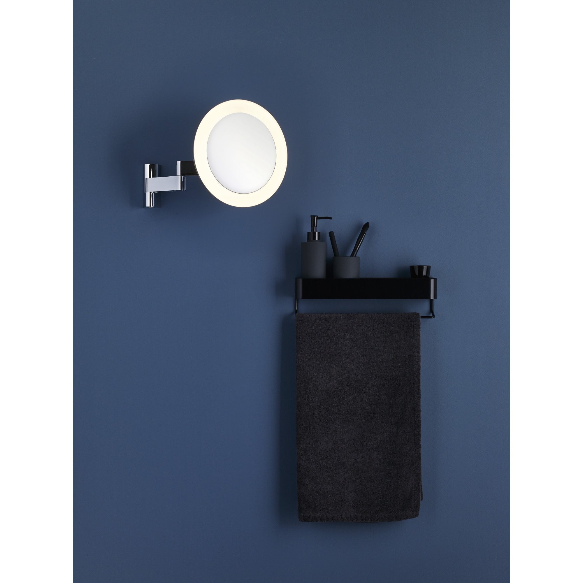 1163008 Niimi Round LED Bathroom Magnifying Mirror Polished Chrome